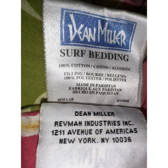 3pc Dean Miller Surf Bedding Hawaiian Hula Girl Queen Comforter 2 Shams pink HTF - Picture 15 of 16